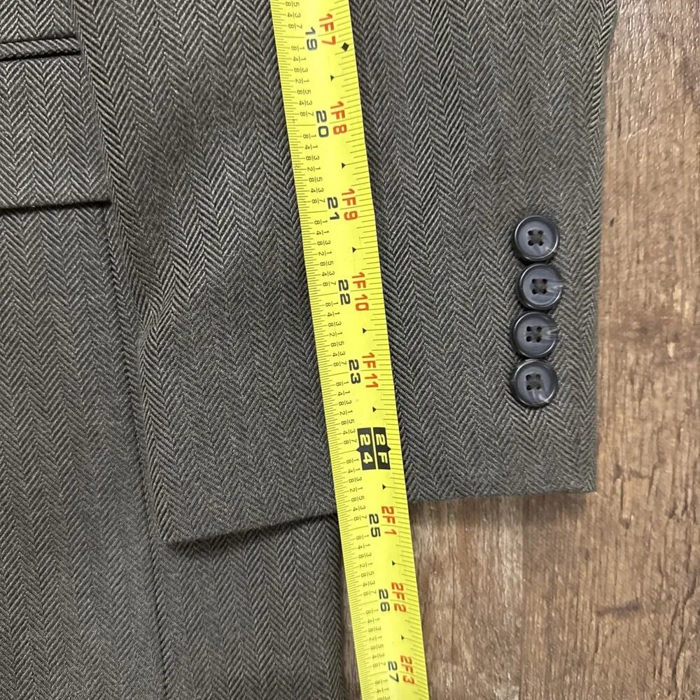 Ralph Lauren Herringbone Equestrian Blazer Sport Coat W/Elbow Patches Size 46R - Picture 12 of 16